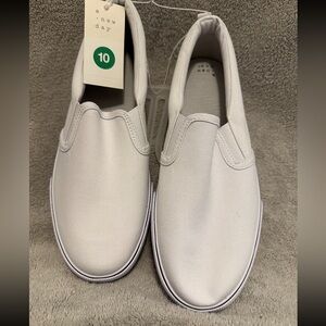 A new day, white canvas shoes